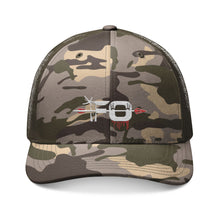 Load image into Gallery viewer, FO - Camo Trucker Hat with Embroidered Crosshair Graphic — Rustic Outdoor Cap
