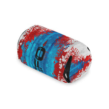 Load image into Gallery viewer, Can Cooler — Patriotic Red White Blue Arrow Splash Beer Koozie
