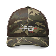 Load image into Gallery viewer, FO - Camo Trucker Hat with Embroidered Crosshair Graphic — Rustic Outdoor Cap
