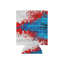 Load image into Gallery viewer, Can Cooler — Patriotic Red White Blue Arrow Splash Beer Koozie
