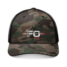 Load image into Gallery viewer, FO - Camo Trucker Hat with Embroidered Crosshair Graphic — Rustic Outdoor Cap
